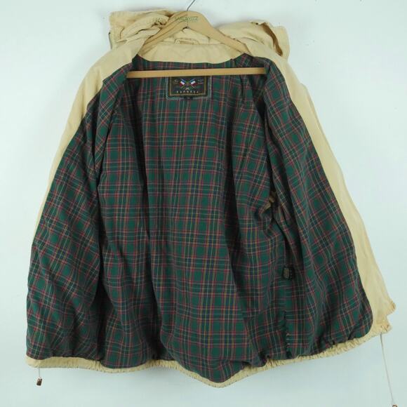 Vintage Express Medium Coat 90s Hooded Utility Chore Preppy Country Beige Fall - Picture 11 of 15